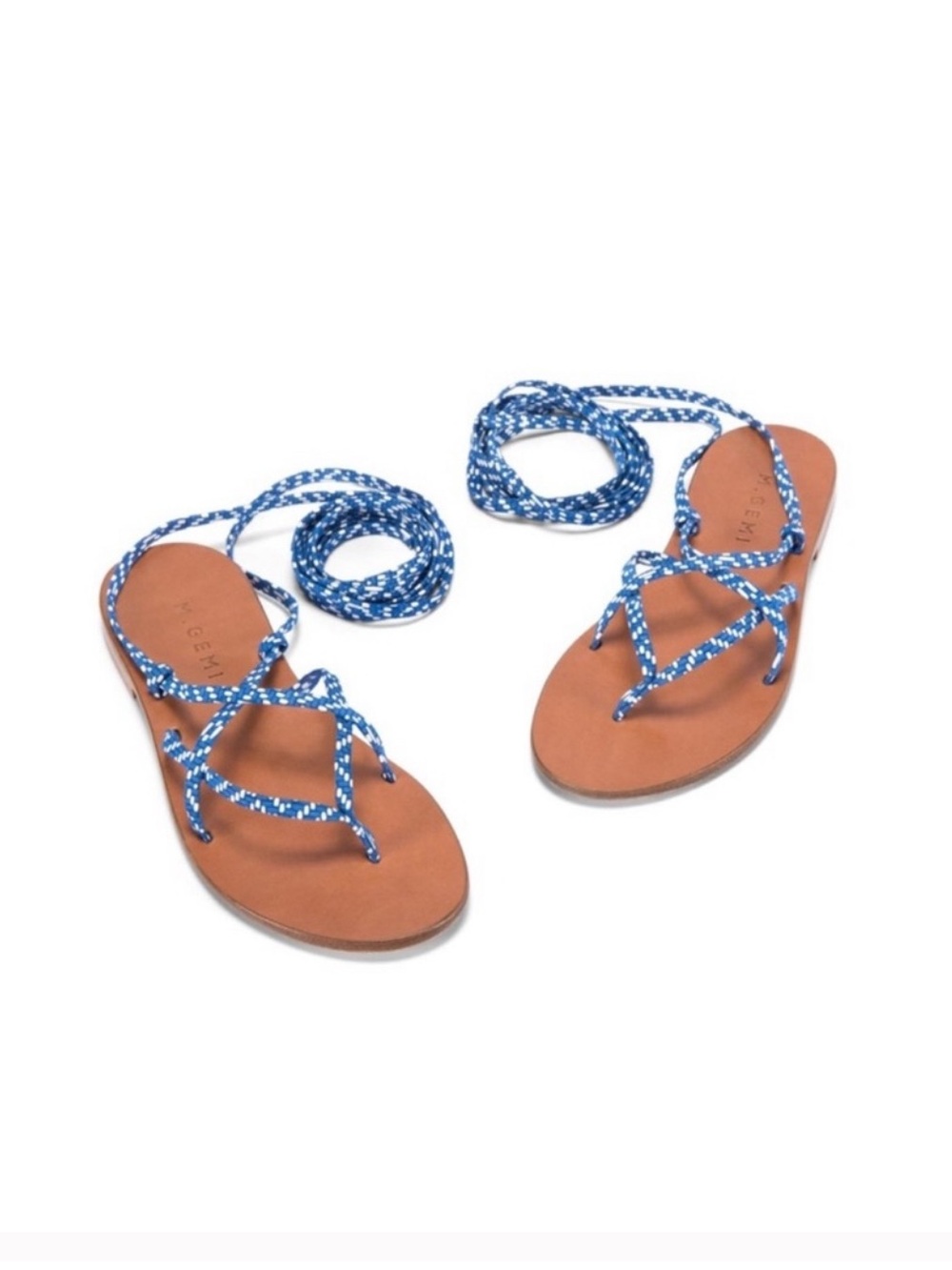 M.Gemi White and Blue Tie Sandals